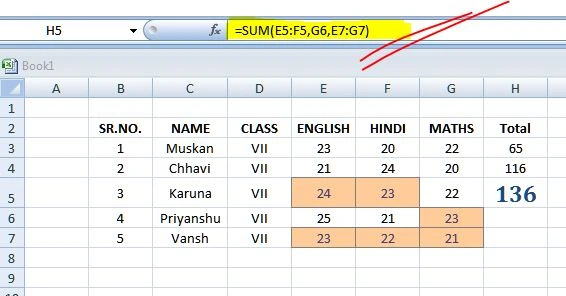 Sum formula in Excel