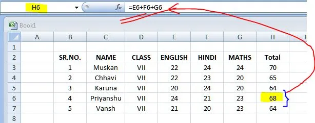 Sum in Excel Formulae