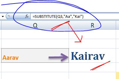 substitute in Excel