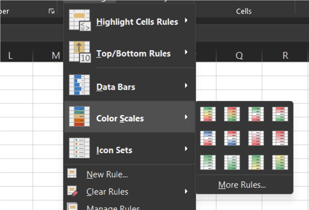 color scaling in excel