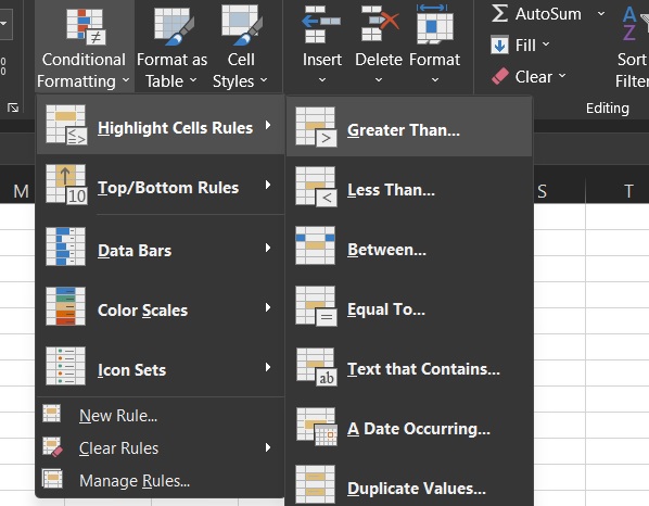 highlight cells based on conditional formatting in excel