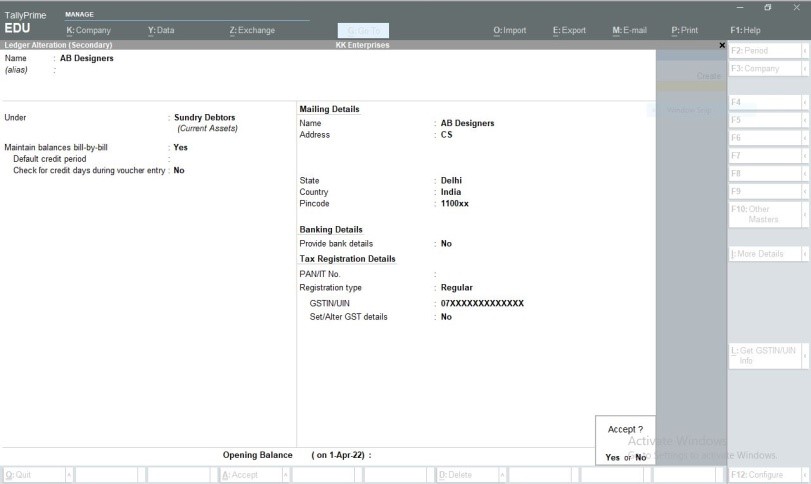 Party-Ledger Sundry-Debtor in tally