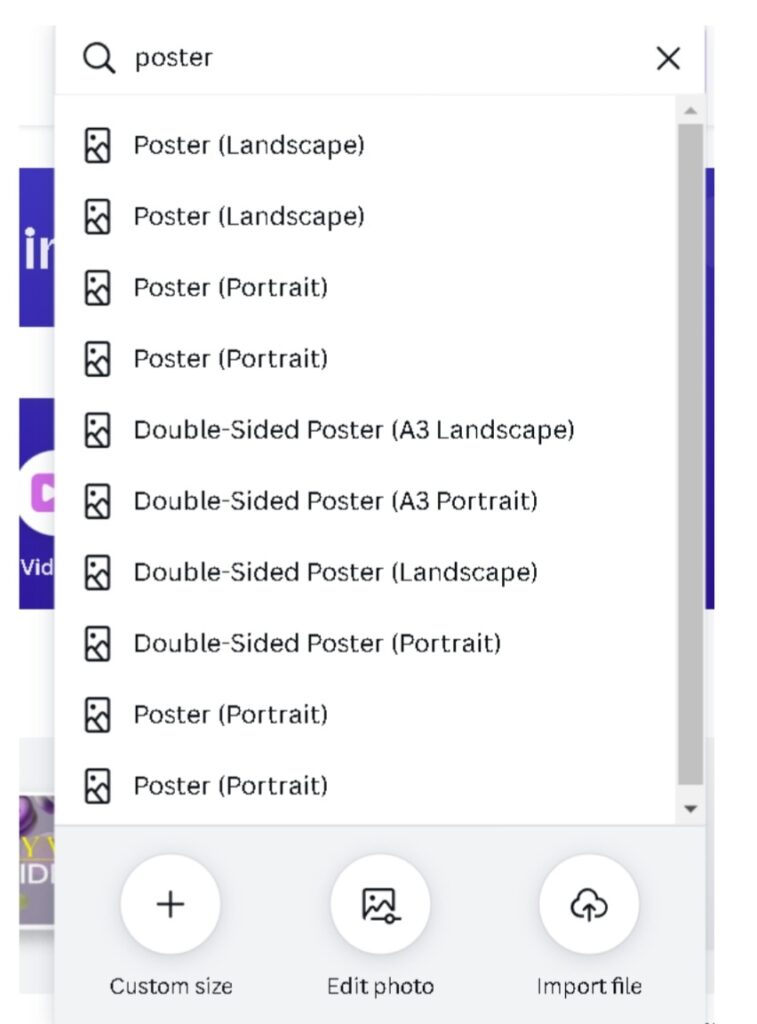 Size of posters for social media