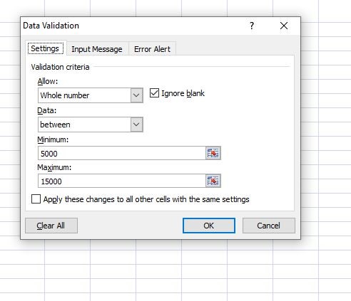 data validation in excel