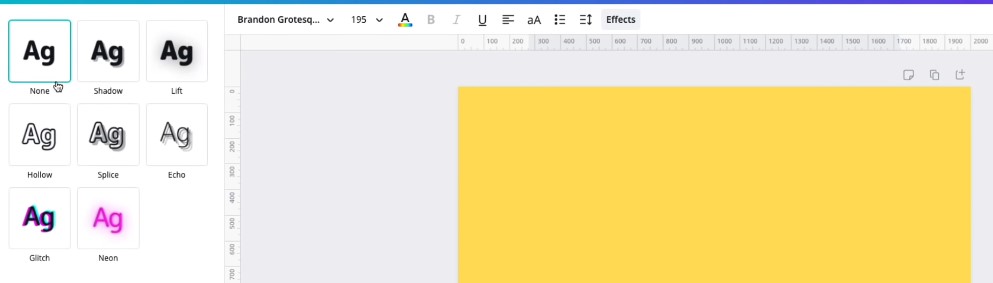 text effects in canva