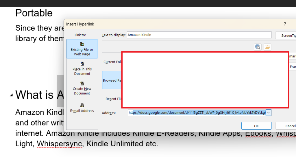 hyperlink in ms word