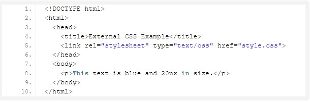 HTML code for exteral css