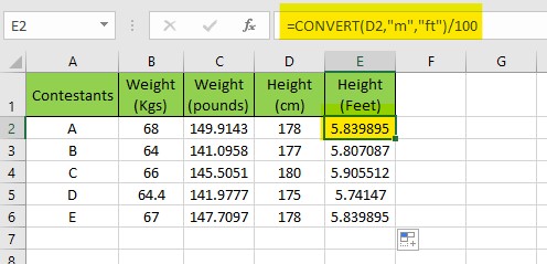 practice eexcel convert function