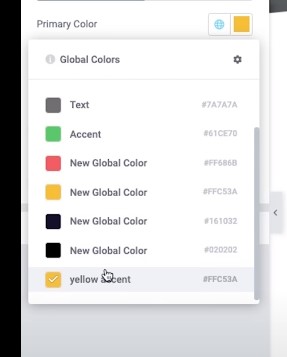 primary colors in elementor