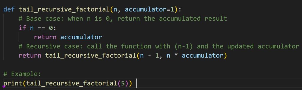  Tail Recursion in python