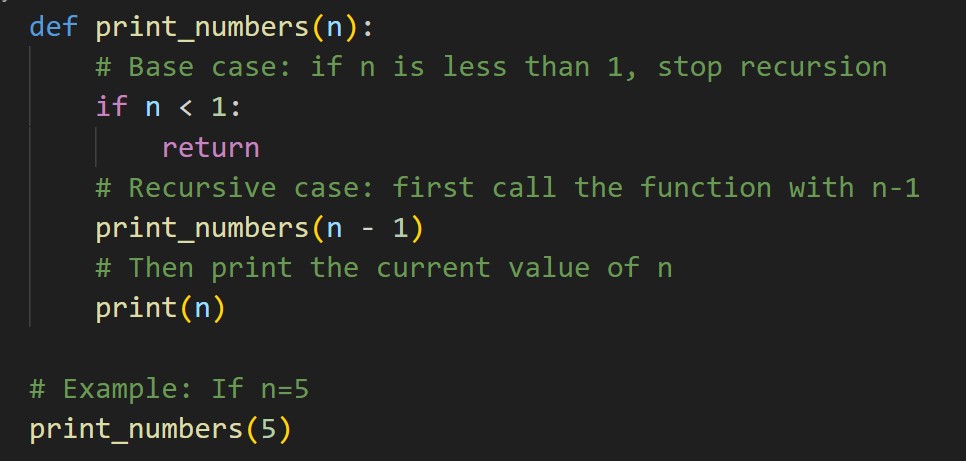 head recursion in python