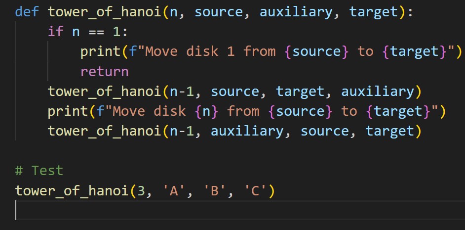 recursion to solve python puzzle code