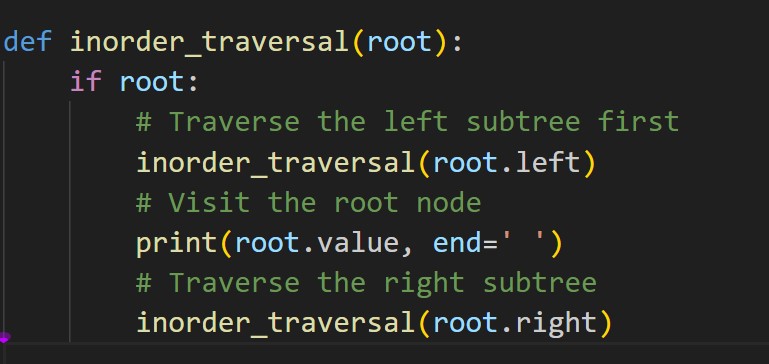 tree in order traversal function