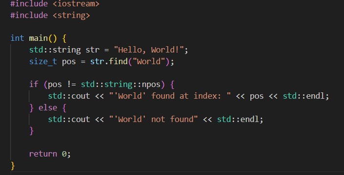 find string c++