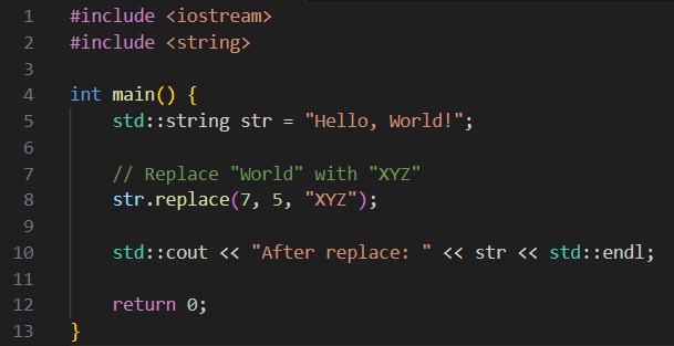 replace in string function